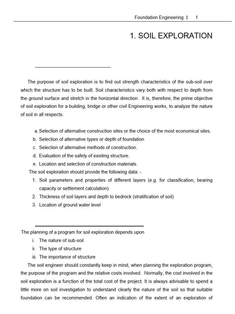 Soil Exploration Techniques for Engineering | PDF