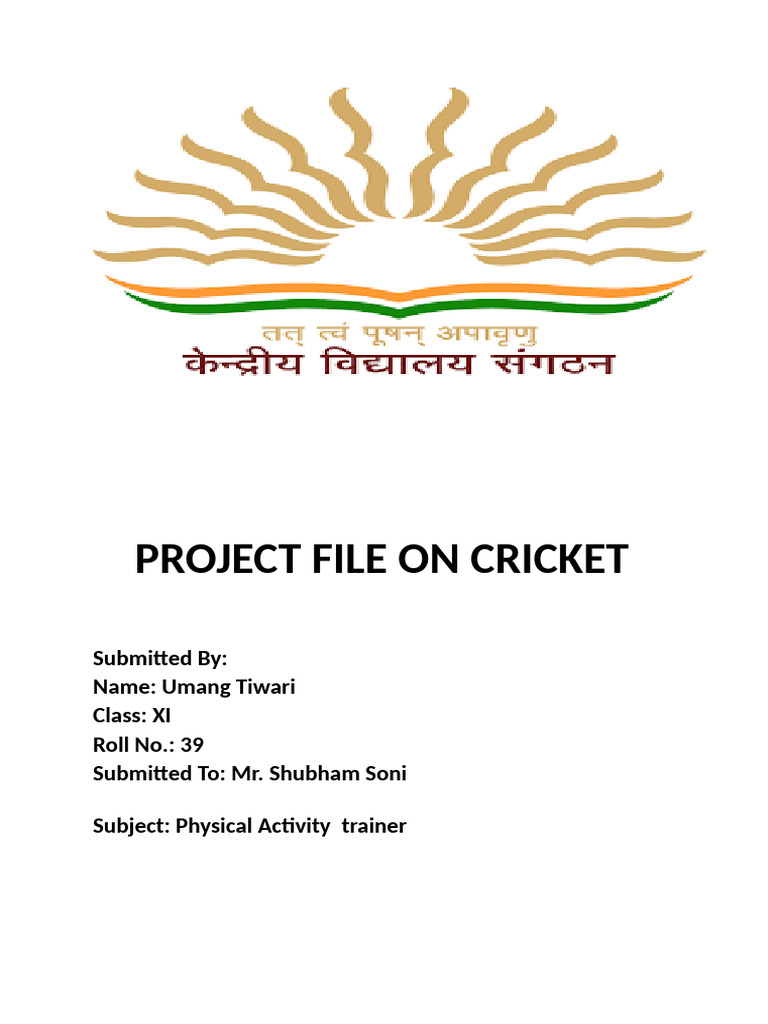Project File On Cricket | PDF