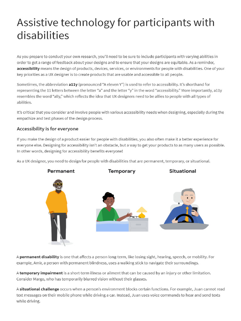 Assistive Technologies For Participants With Disabilities | PDF