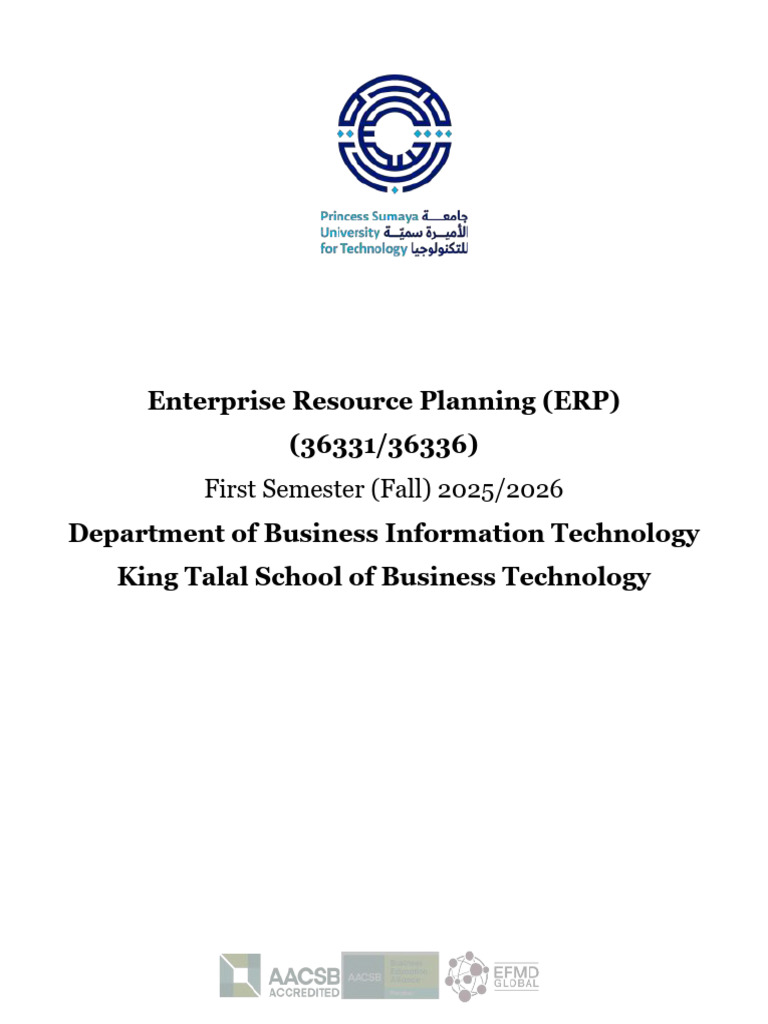 ERP Course Syllabus Fall 2025/2026 | PDF | Enterprise Resource Planning ...