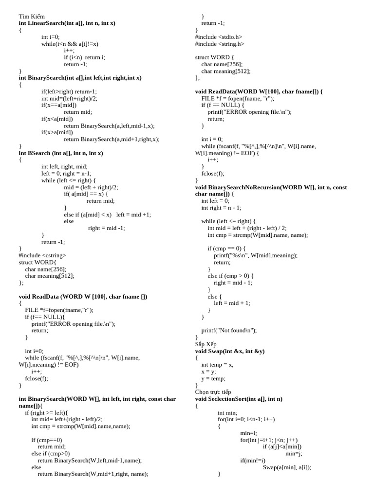 Search and Sort Algorithms in C | PDF | Algorithms And Data Structures ...