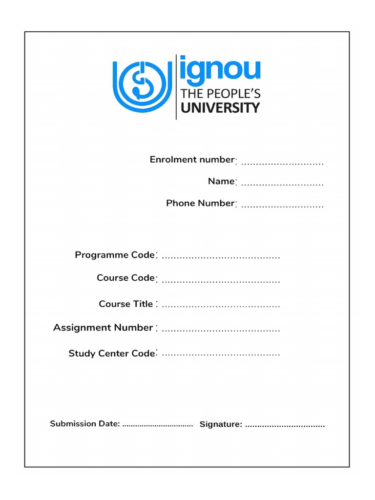 IGNOU Assignment First Page Template | PDF