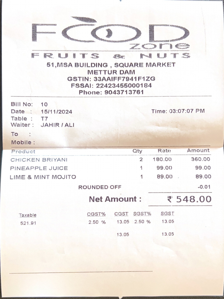 Food Bill | PDF