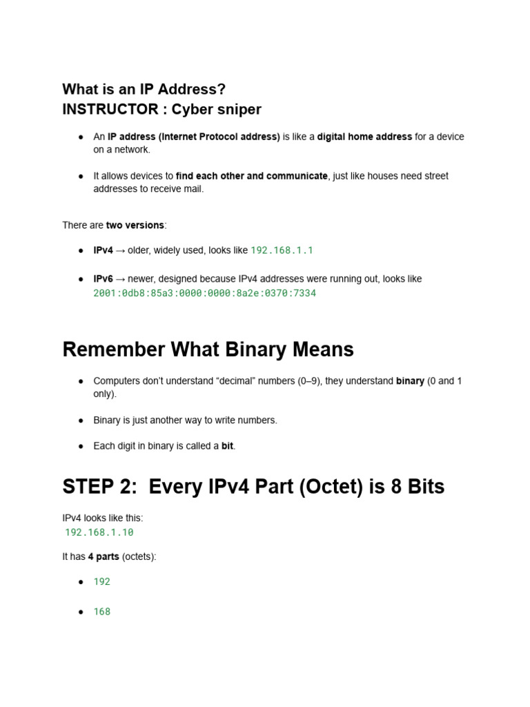 Understanding IP Addresses and Conversion | PDF | Ip Address | I Pv6