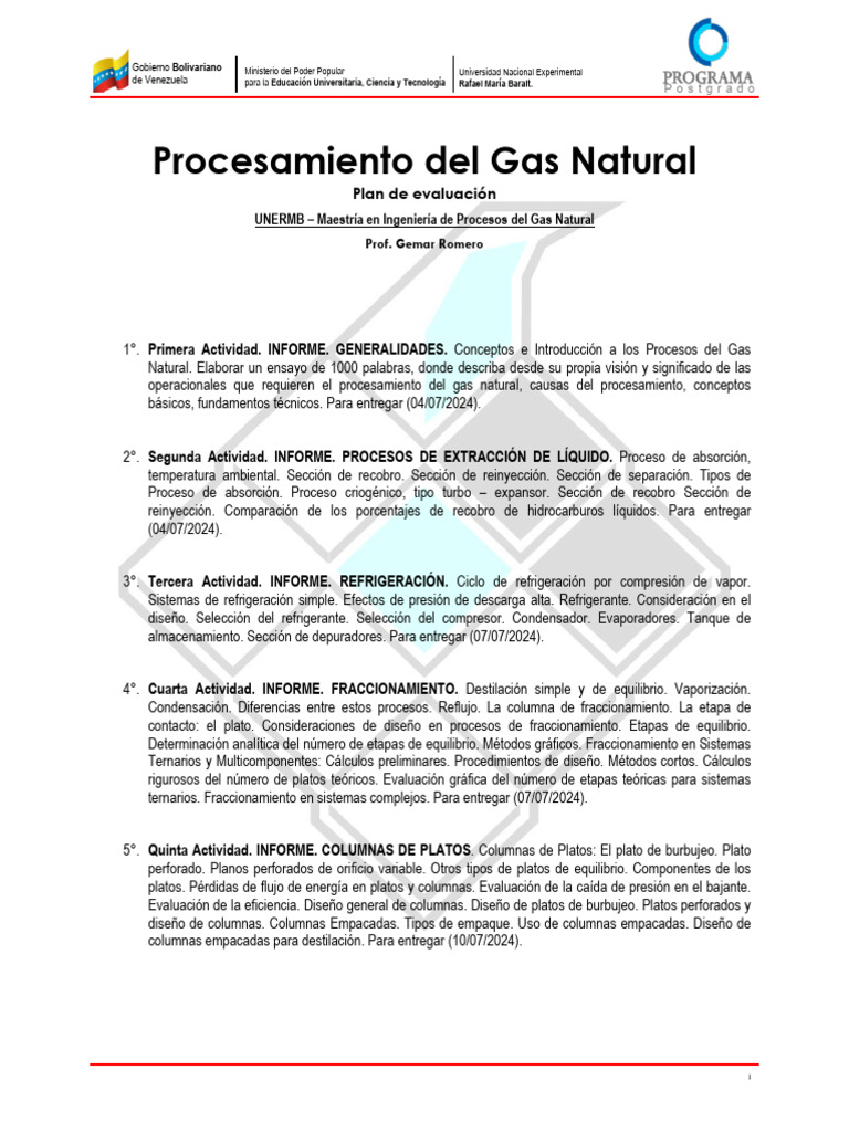 UNERMB - Procesamiento Del Gas Natural-GAS NATURAL - I-2024 | PDF ...
