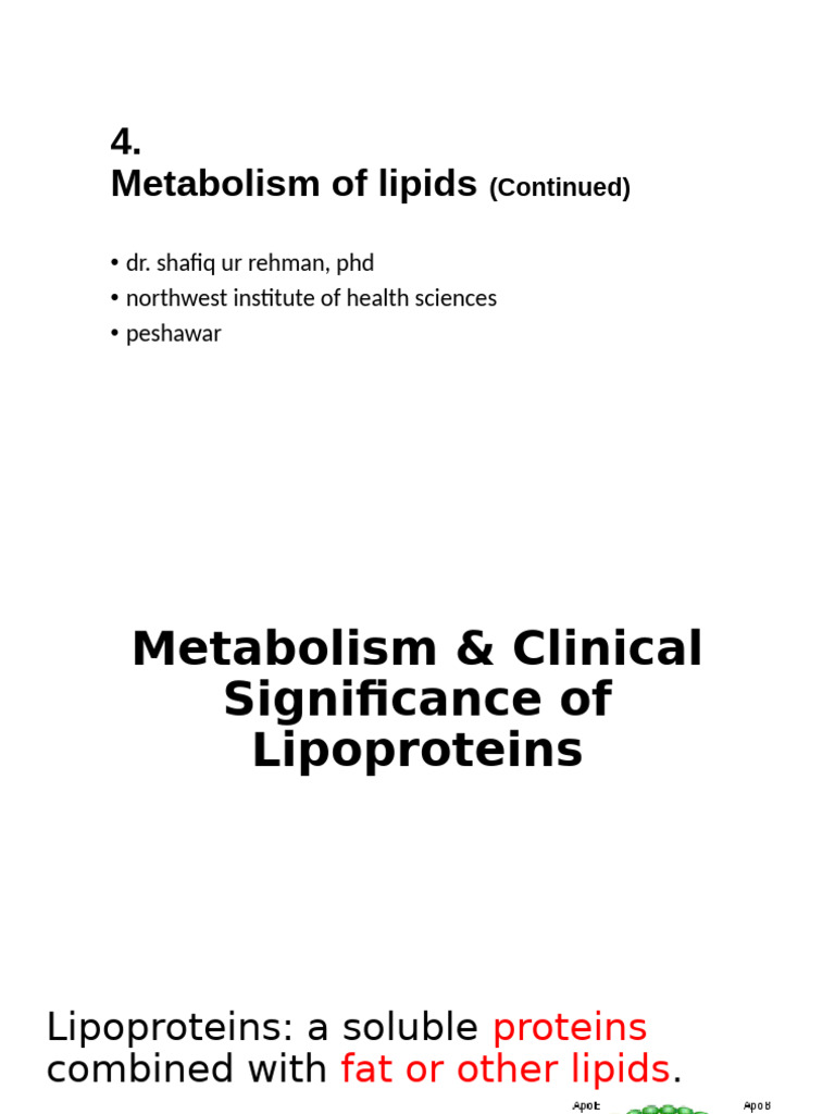 4metabolism of Lipids Part 4 | PDF | Lipoprotein | Cholesterol