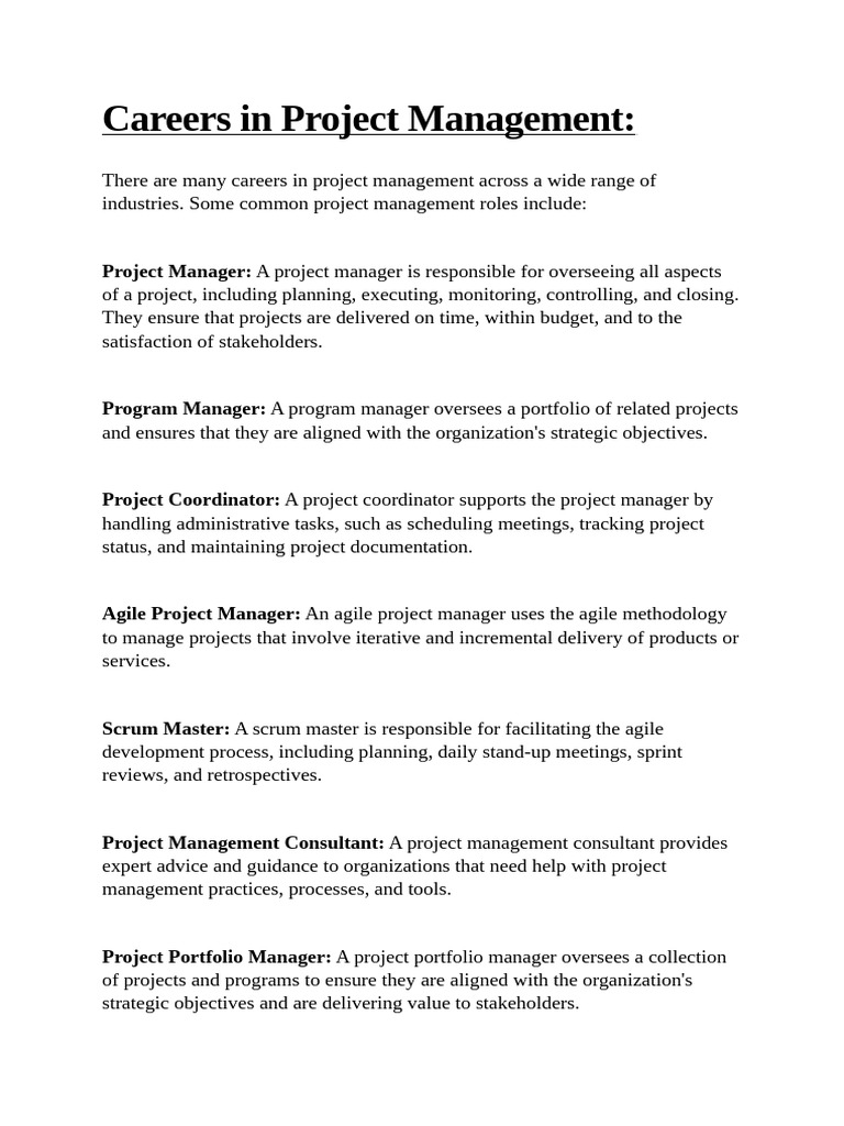Project Management Career Paths Explained | PDF | Project Management ...