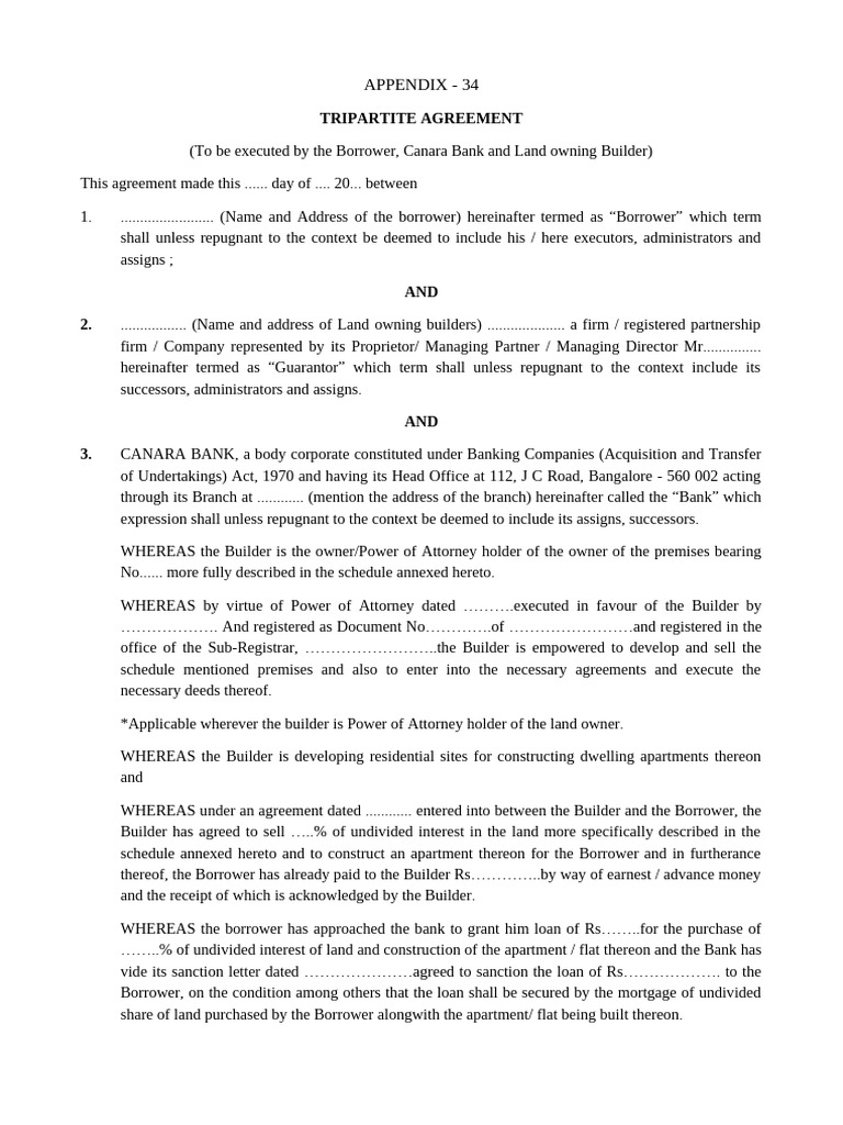 Tripartite Agreement | PDF | Banks | Loans