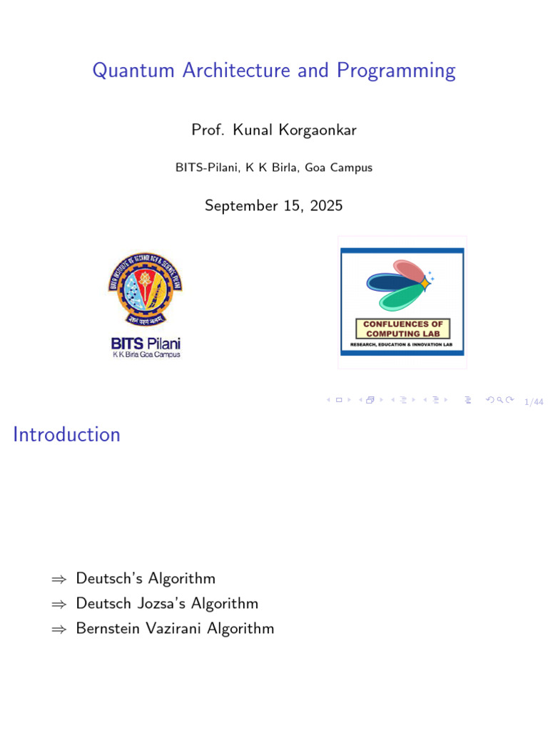 Quantum Algorithms and Gates Overview | PDF | Theoretical Physics ...