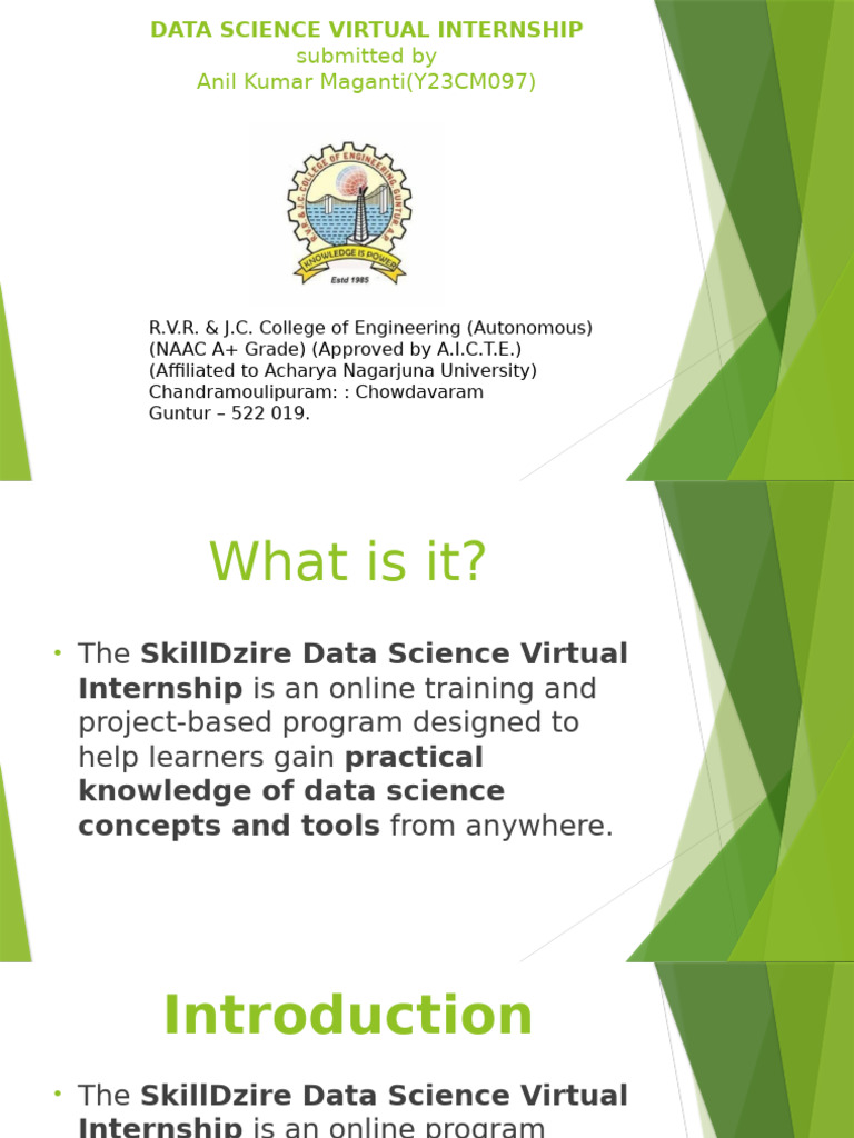 Data Science Virtual Internship Overview | PDF | Data | Data Science