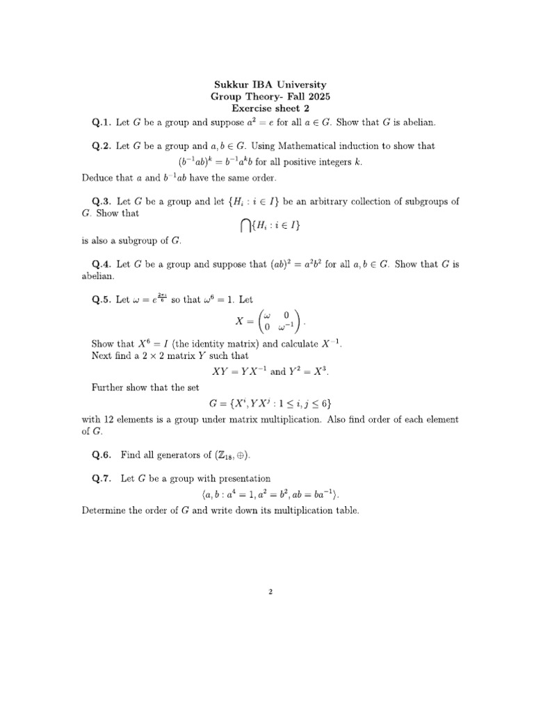 Exercise Sheet 2 Groups | PDF