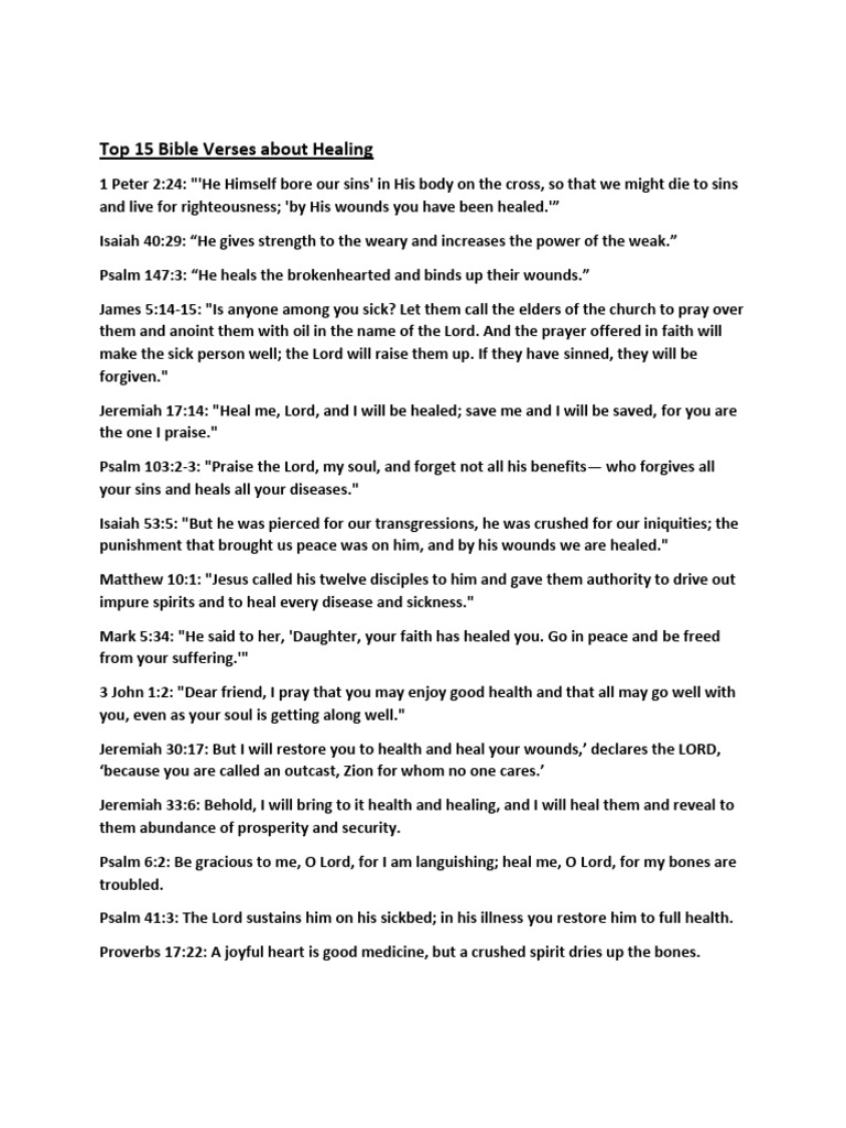 Bible Verses for Healing and Health | PDF | Jesus | Acts Of The Apostles