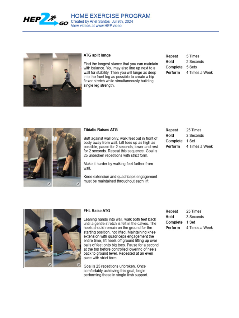 Home Exercise Program for Strength | PDF | Anatomical Terms Of Motion ...