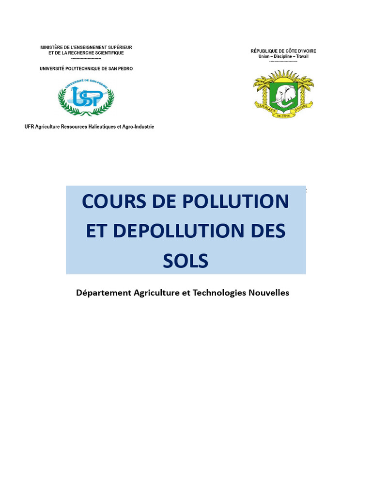 Pollution et dépollution des sols 2024 | PDF | Sol (pédologie) | la ...