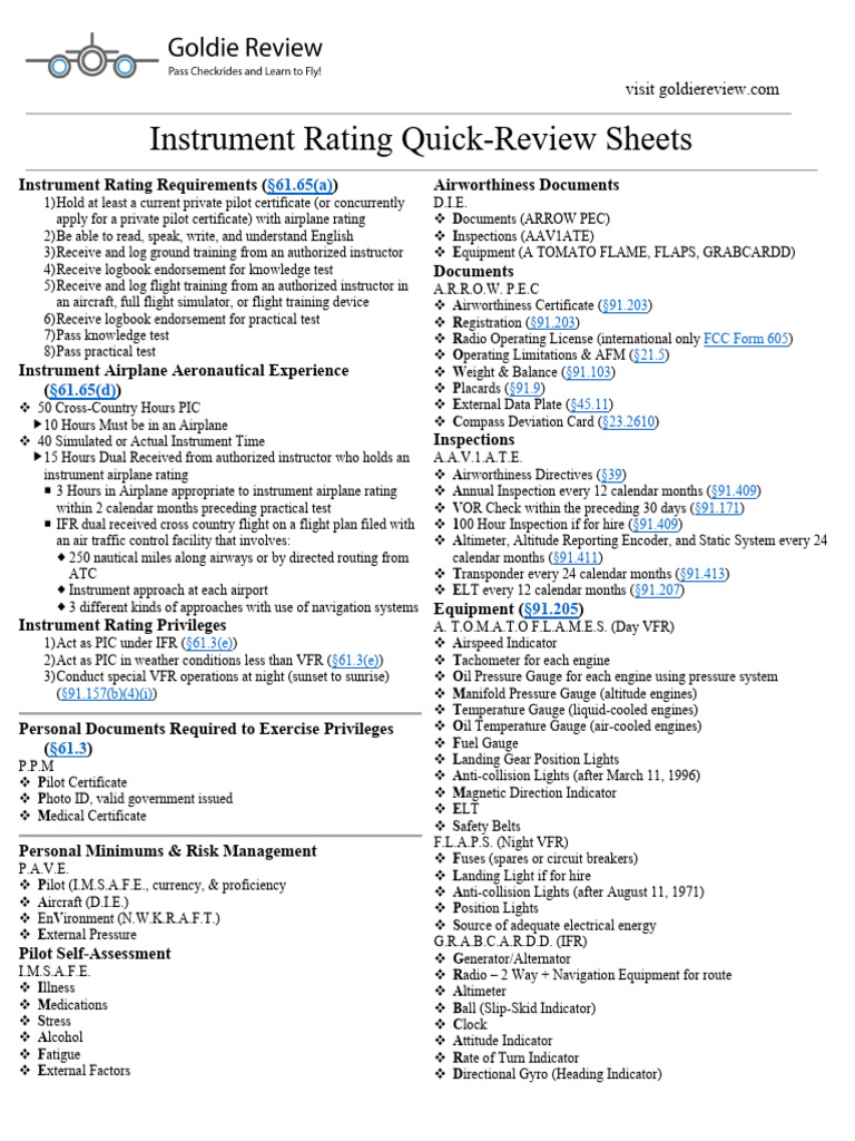 Instrument Rating Requirements Guide | PDF | Instrument Flight Rules ...