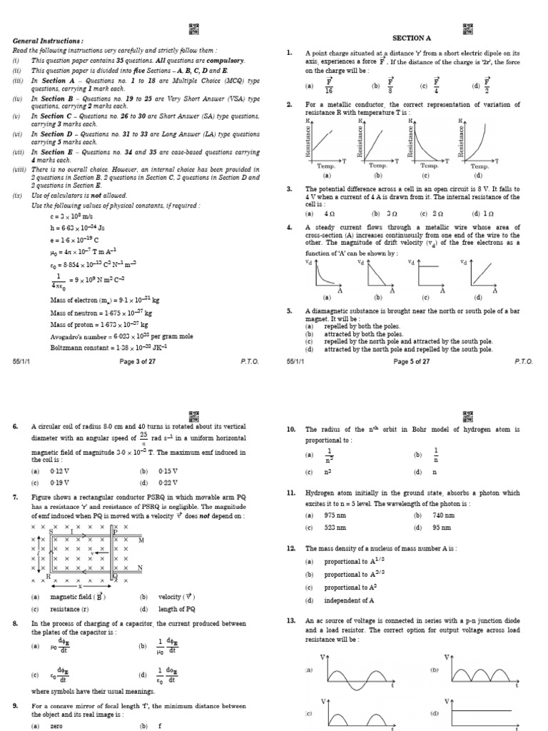 Physics Exam Question Paper Guide | PDF | P–N Junction | Semiconductors