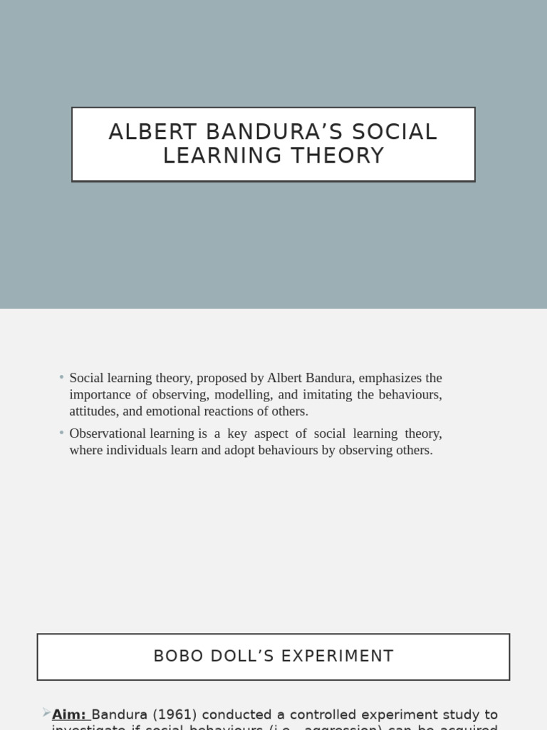 Albert Bandura's Social Learning Theory | PDF | Behavioural Sciences ...
