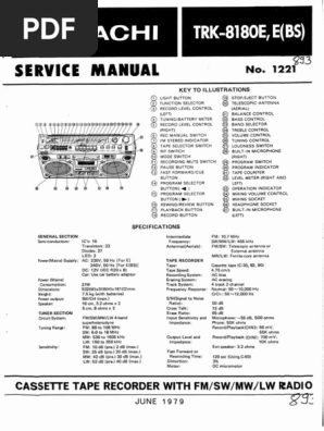 Hitachi TRK-8180E Service Manual | PDF | Frequency Modulation