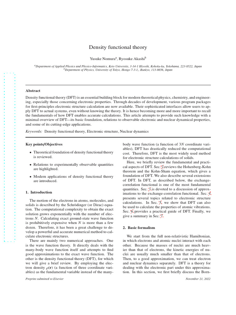 DFT Tokyo | PDF | Density Functional Theory | Quantum Chemistry