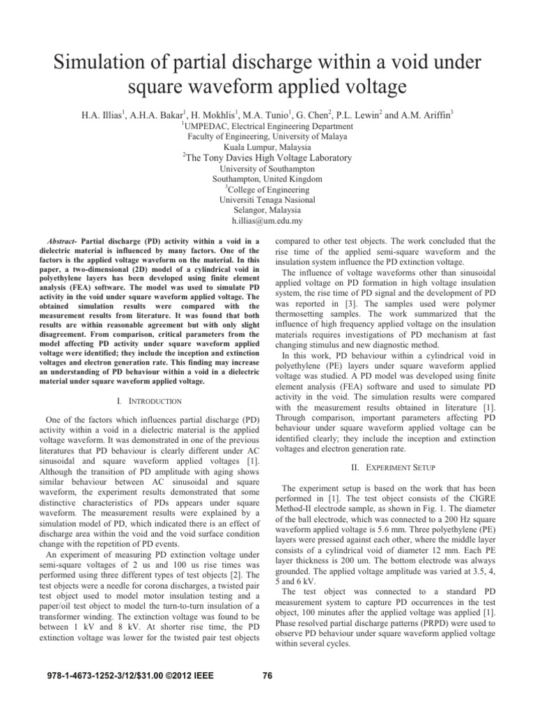 Partial Discharge Simulation in Voids | PDF | Finite Element Method ...