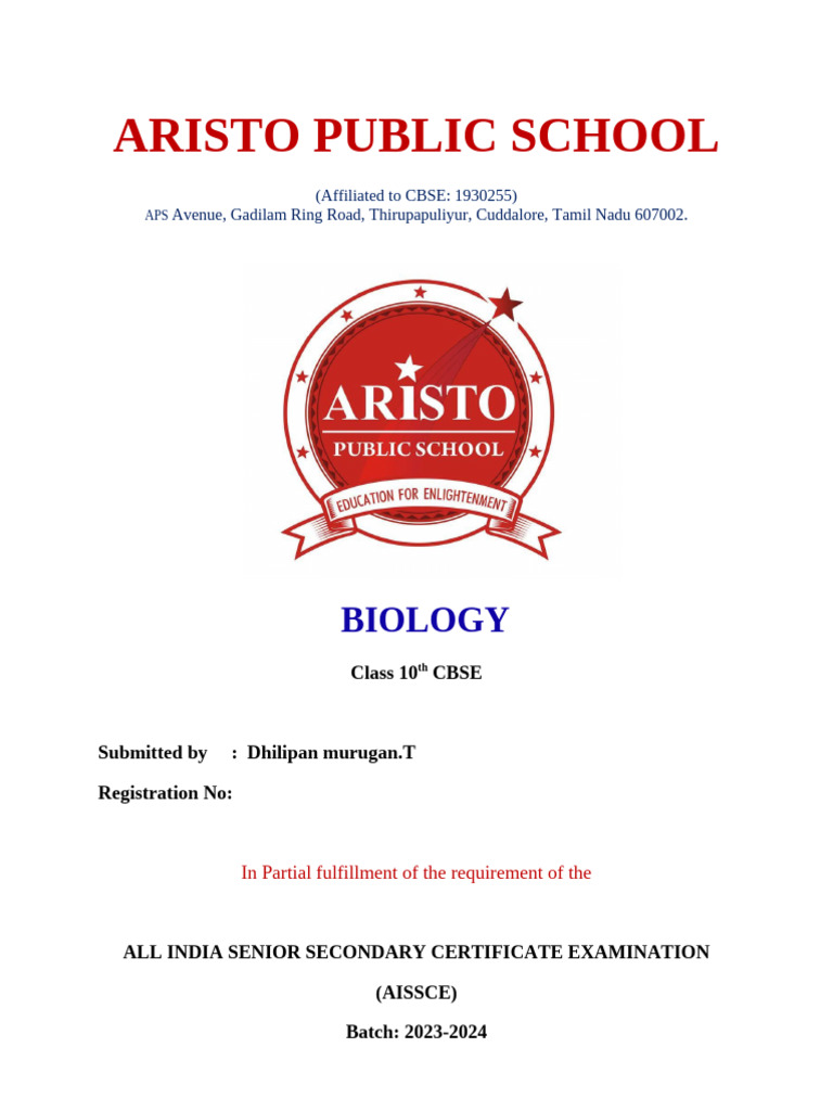 Class 10 Biology Project Report | PDF