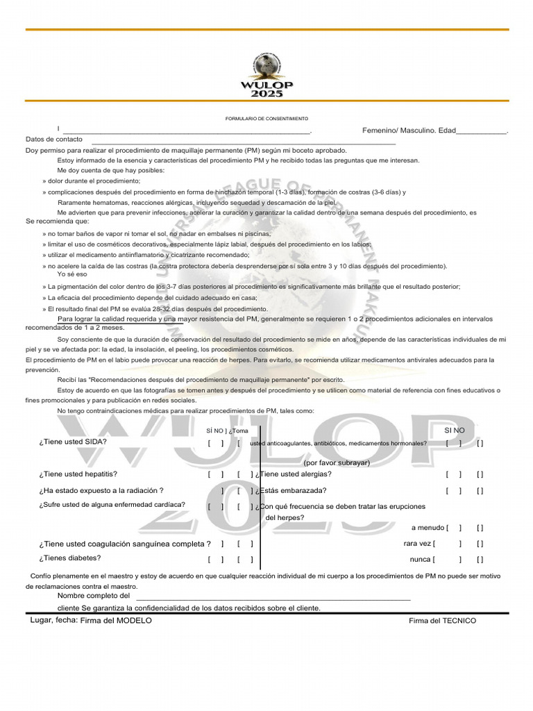 Esp 2025 Wulop Consent Form PM | PDF | Especialidades Medicas ...