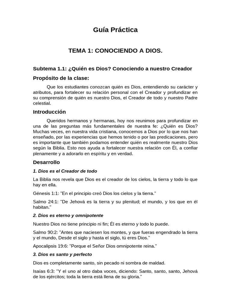 Conociendo a Dios: Su Carácter y Atributos | PDF | Dios | Oración