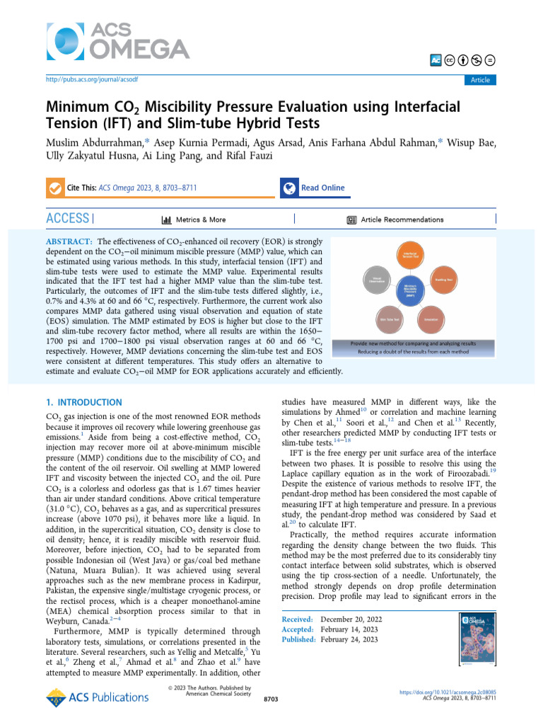 CO2 Minimum Miscibility Pressure Study | PDF | Enhanced Oil Recovery ...
