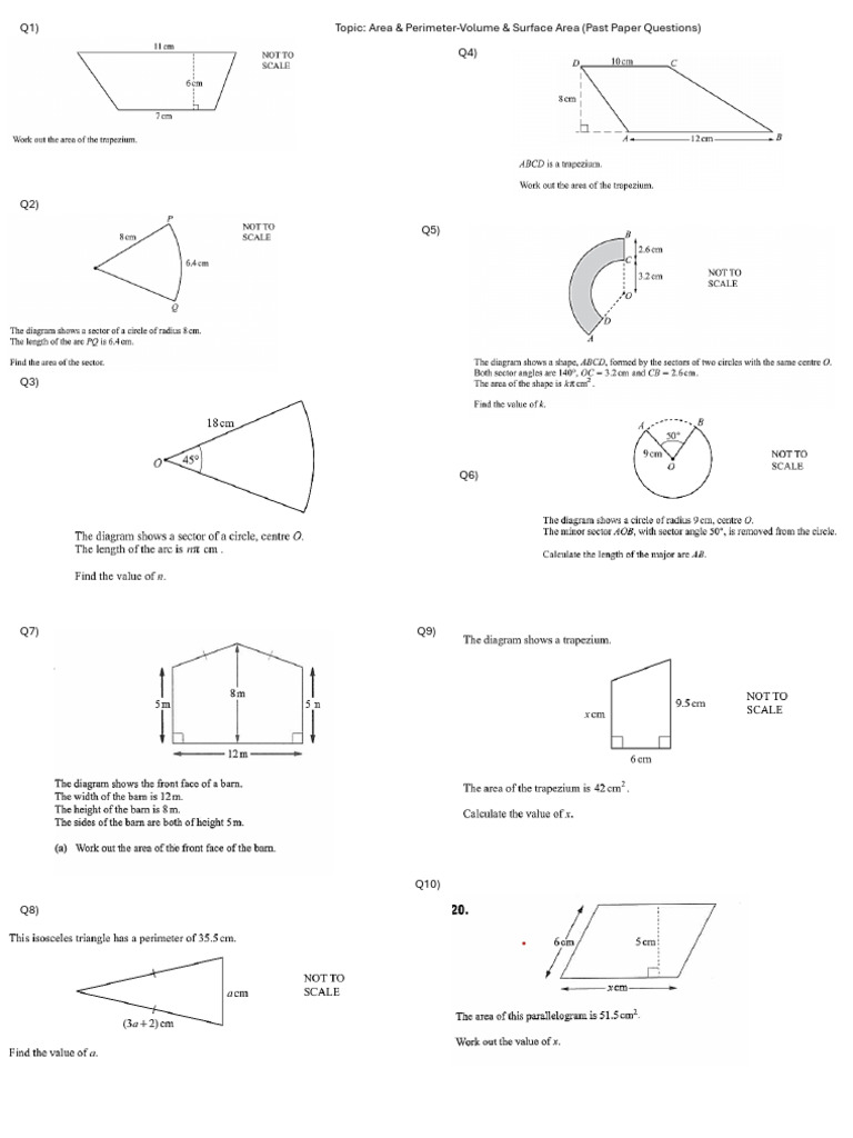 Area and Perimeter-Past Papers | PDF
