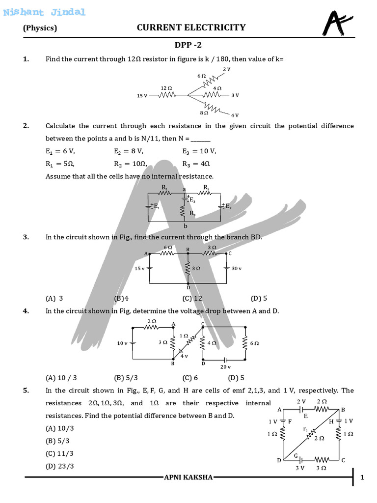 DPP - 02 - Current Electricity NJ - 247 | PDF