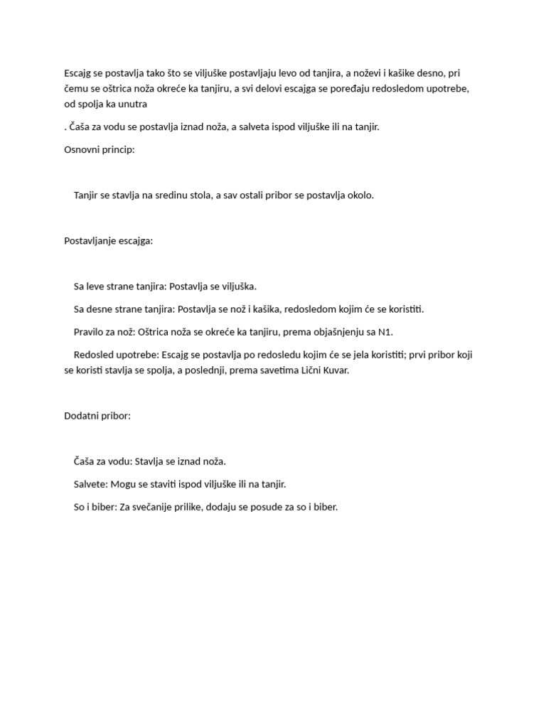 Postavljanje Stola | PDF