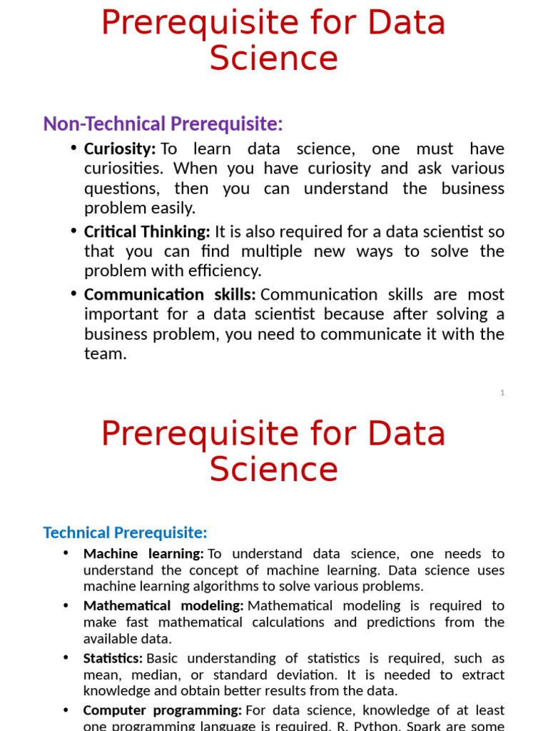 Data Science Prerequisites Explained | PDF | Data Science | Business ...