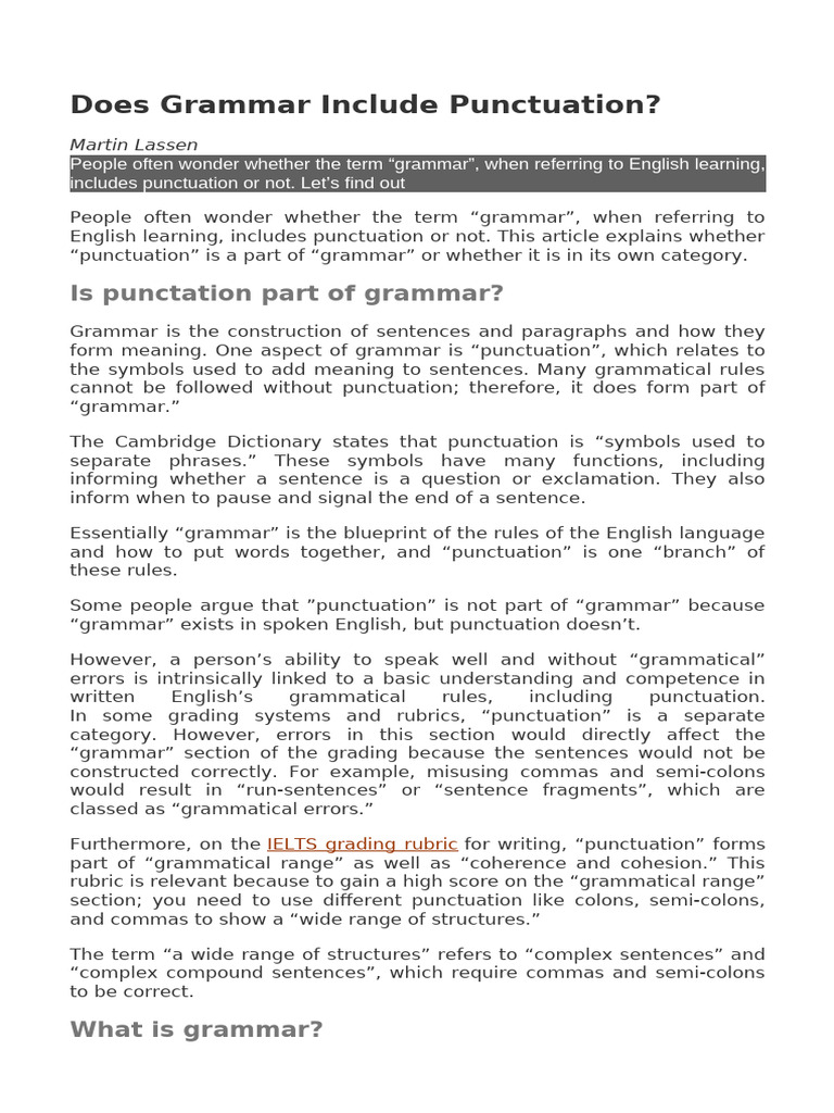 Is Punctuation Part of Grammar? | PDF | Punctuation | English Language
