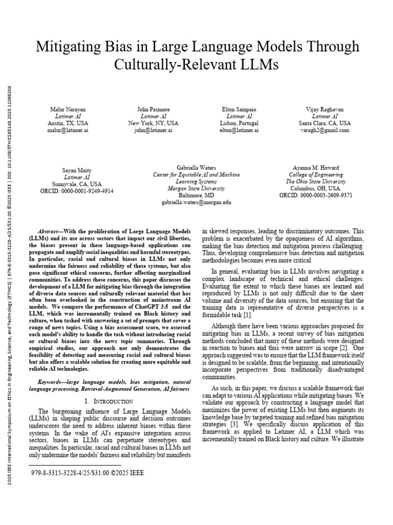 Culturally Relevant LLM Bias Mitigation | PDF | Artificial Intelligence ...