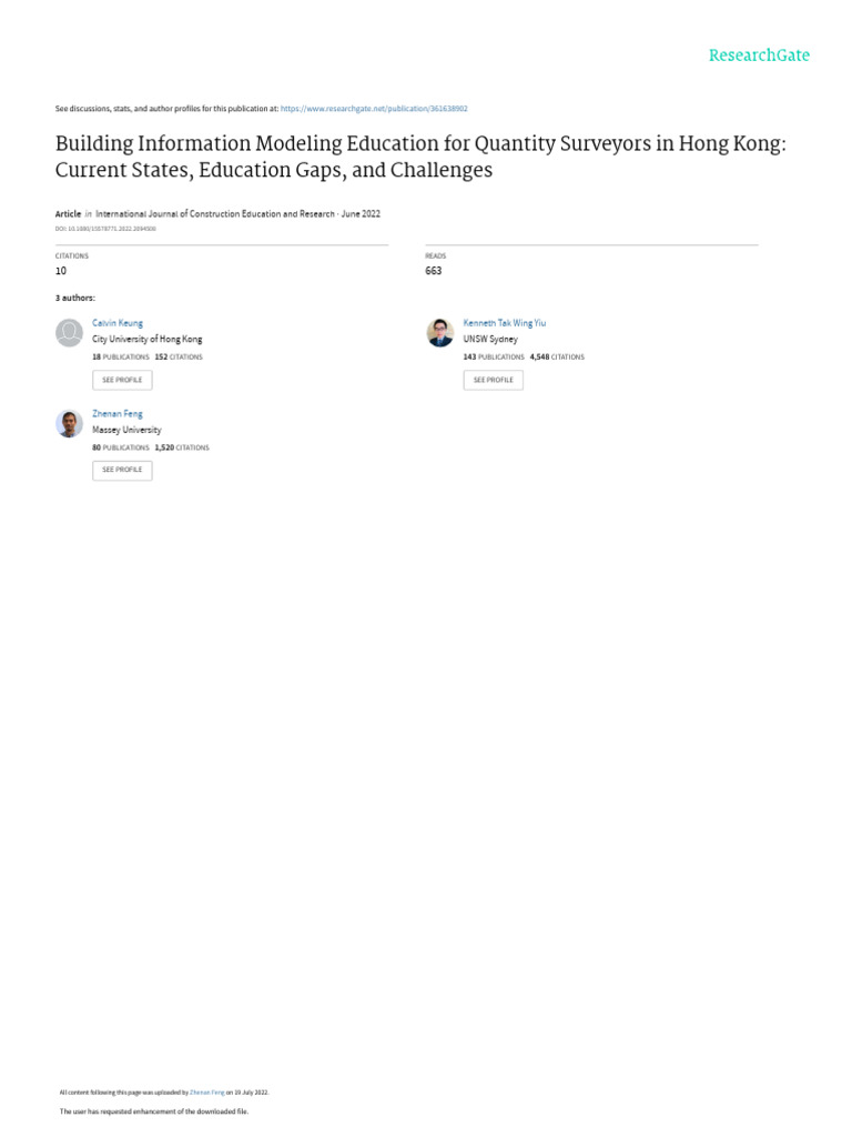 BIM Education for Quantity Surveyors | PDF | Building Information ...