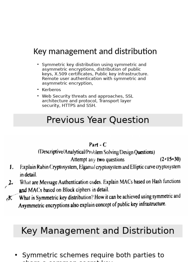 Key Management and Distribution Techniques | PDF | Public Key ...