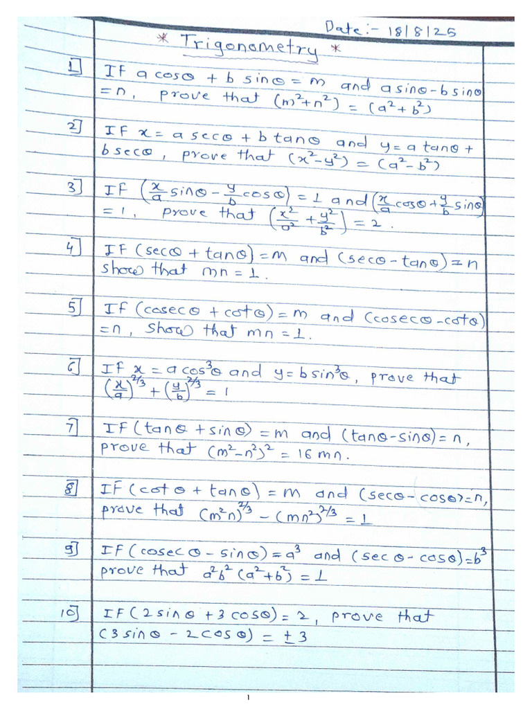 Practice Question Trigonometry 3 | PDF