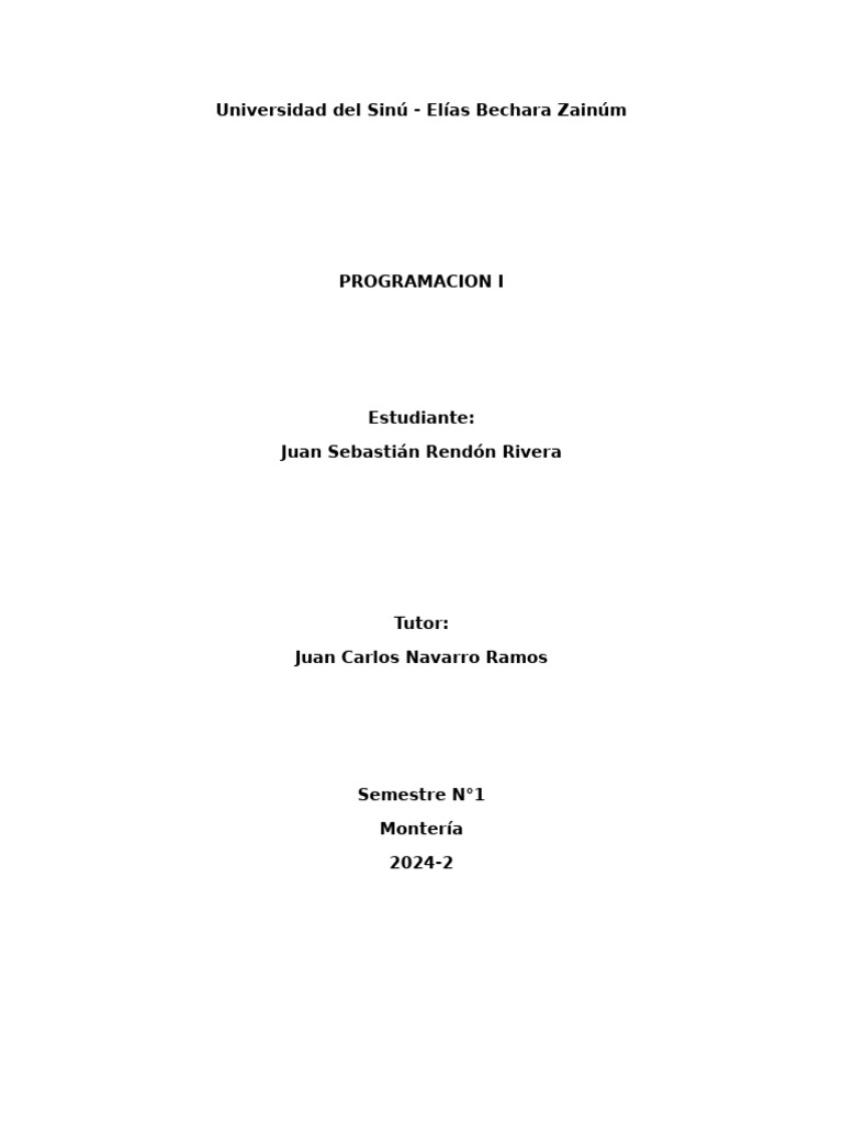 Trabajo Programacion - Juan Rendon | PDF