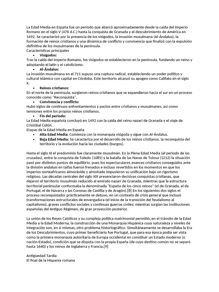 Historia de la Edad Media en España | PDF | Al Andalus | Edades medias