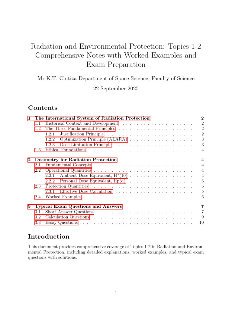 Radiation Protection Principles & Exam Prep | PDF | Absorbed Dose ...