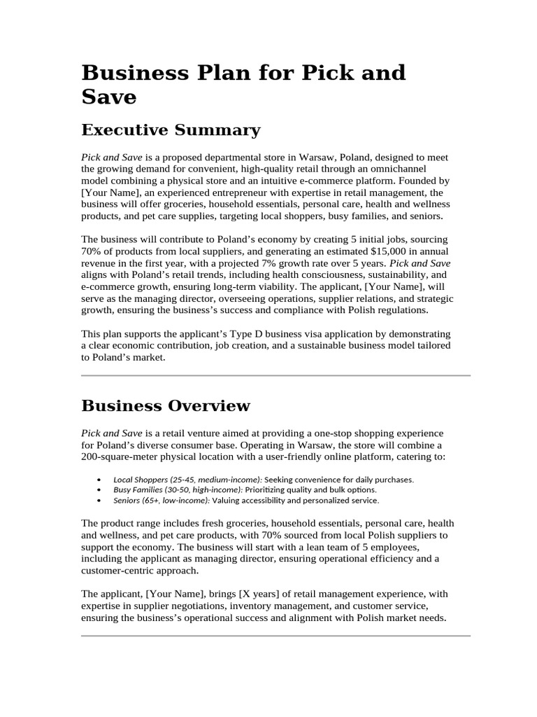 Business Plan For Pick and Save | PDF | Retail | E Commerce