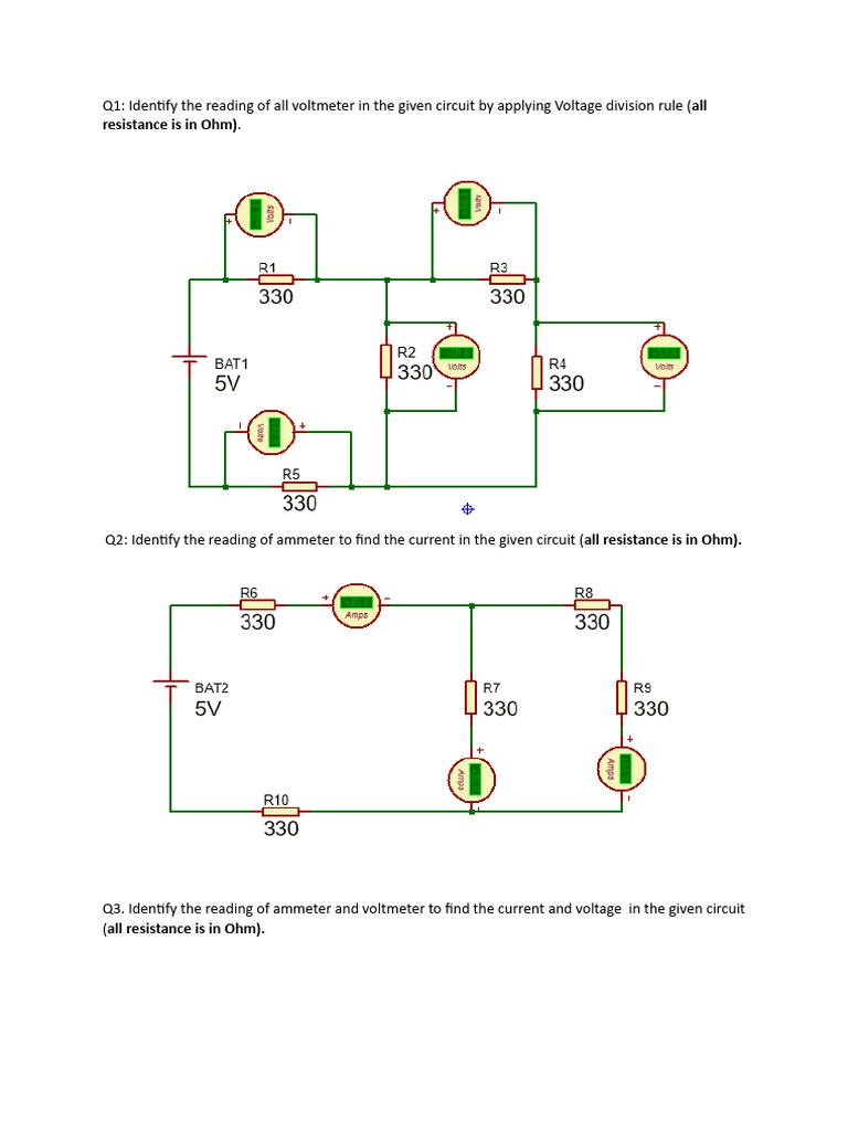 Circuit Analysis: Ammeter & Voltmeter Readings | PDF