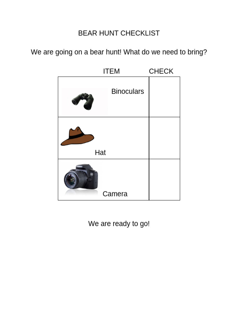 Bear Hunt Checklist | PDF