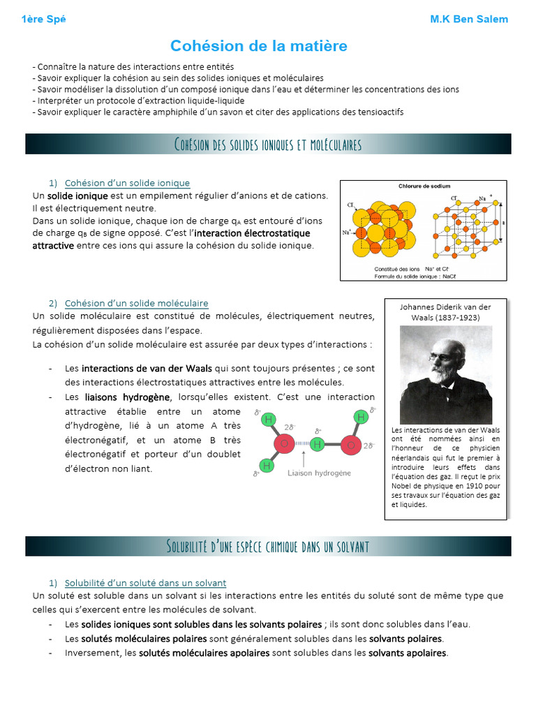 Propriétés des solides et solubilité chimique | PDF | Solvatation | Ion