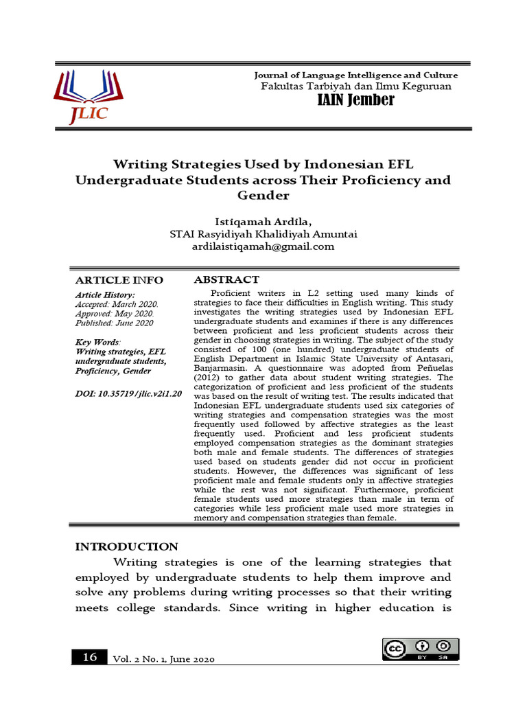 Writing Strategies of Indonesian EFL Students | PDF | Metacognition ...