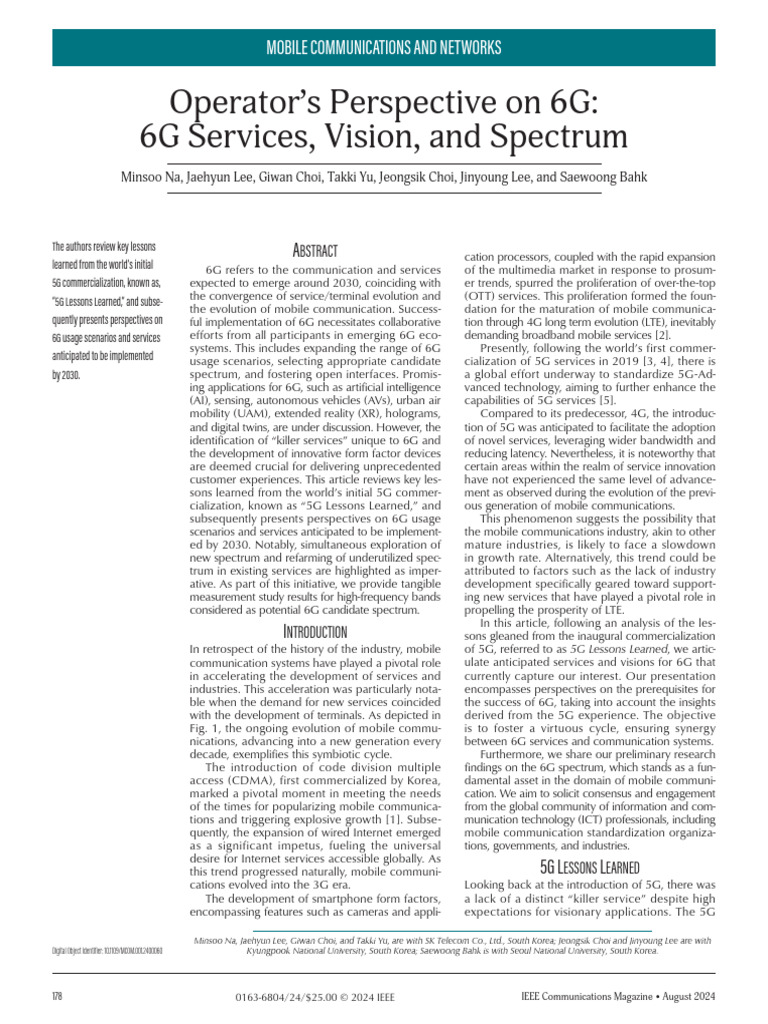 CommMag24 6G Vision 1723695160 | PDF | 4 G | 3 G