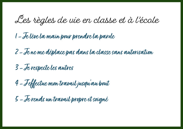 Règles de vie en classe et à l'école | PDF