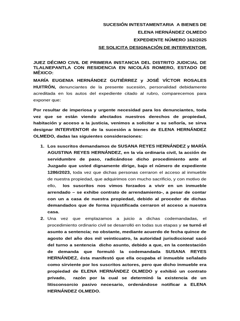 NOMBRAMIENTO DE INTERVENTOR VICTOR ROSALES 22 Sep 25 | PDF | Sentencia ...