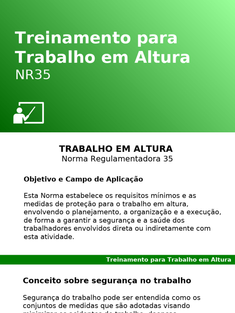 Treinamento de Trabalho Em Altura NR 35 | PDF | Desenvolvimento ...