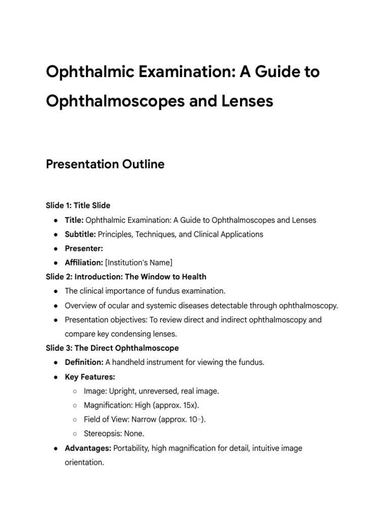 Ophthalmic Examination Tools | PDF | Electromagnetic Radiation | Visual ...
